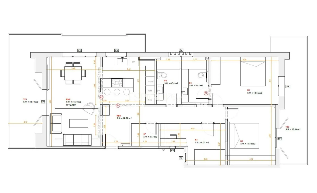 Appartement rénové exclusif avec terrasses sur le Passeig de Sant Joan, Barcelone