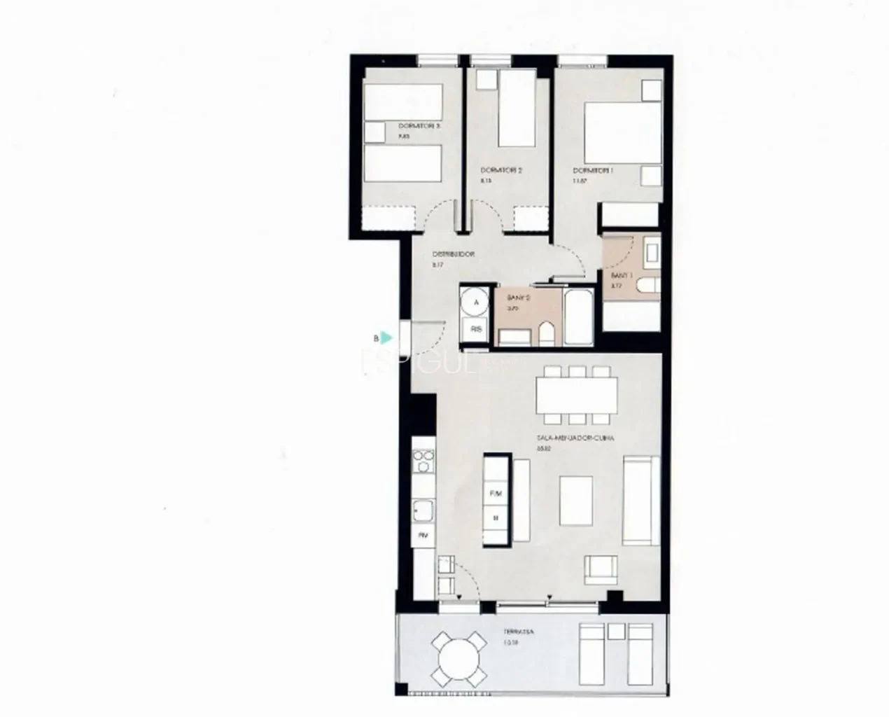 Nouvelle construction de 2024 avec grand balcon, espaces communs et deux places de parking