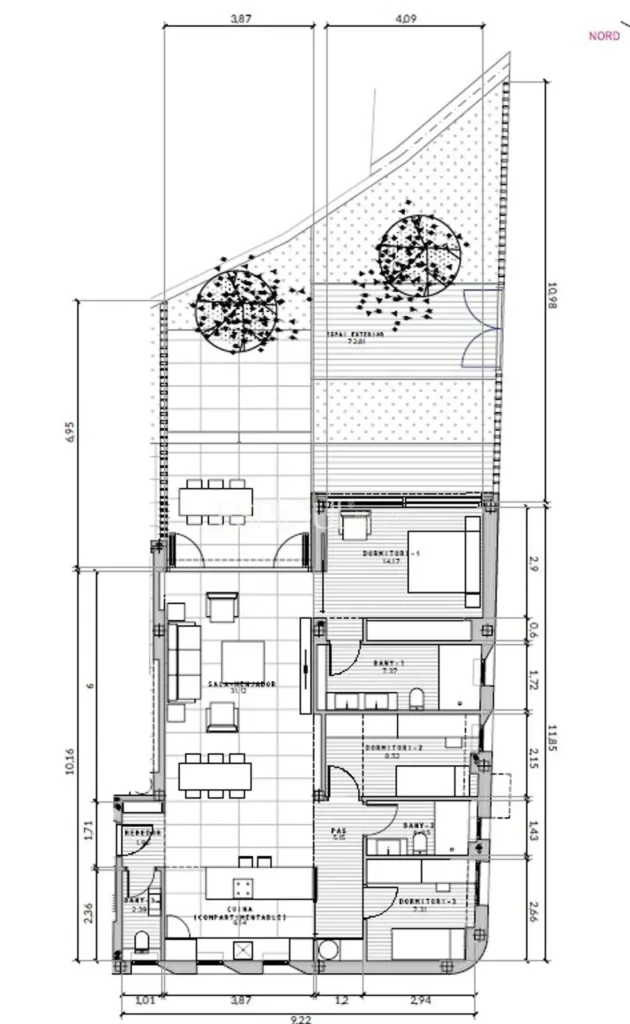 Modern apartment with a 77 m² garden and 2 parking spaces in the heart of Teià.
