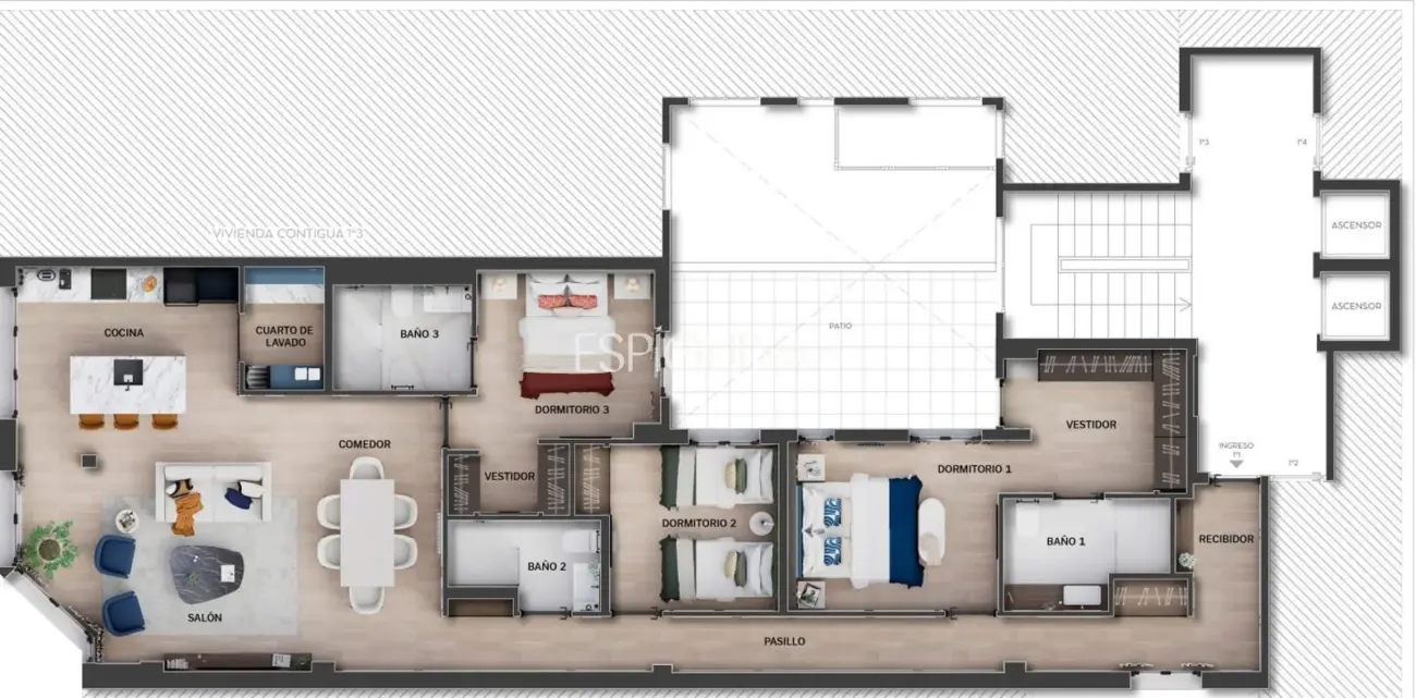 Piso a estrenar en Lista 3 habitaciones con terraza y plaza de garaje.