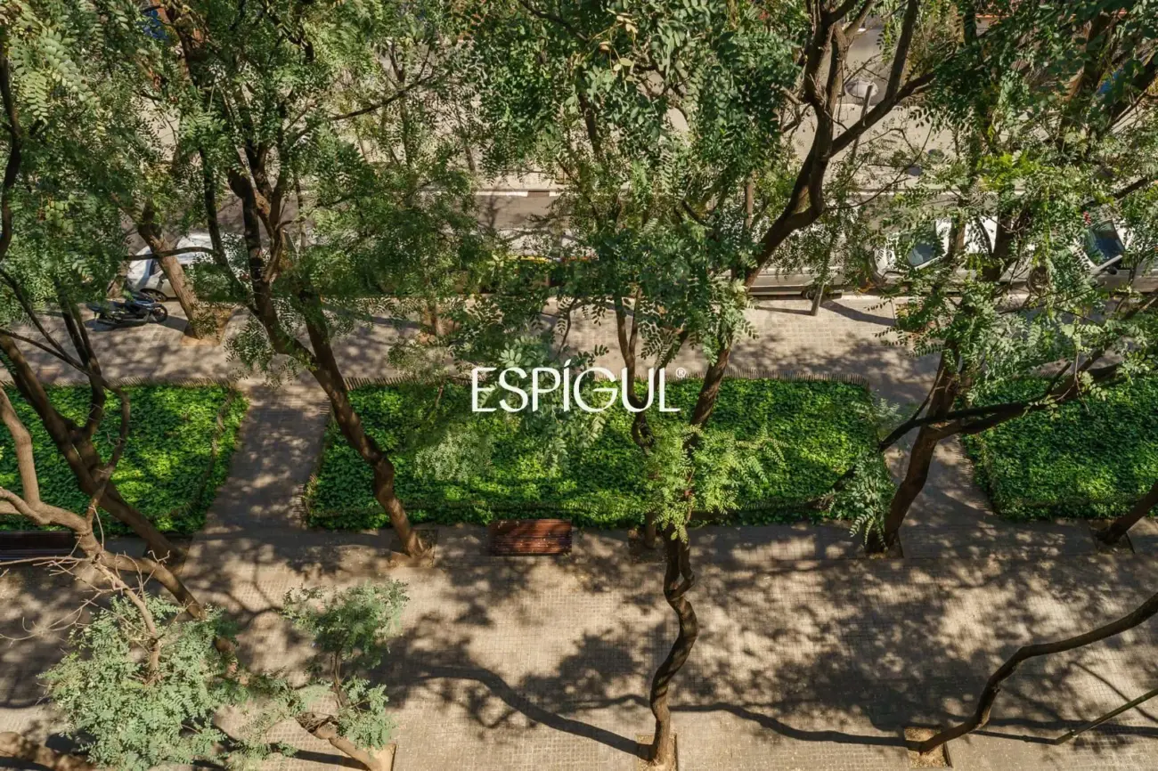 Vivienda larga estancia en el barrio de Les Corts, situada en una finca con zona comunitaria y piscina.