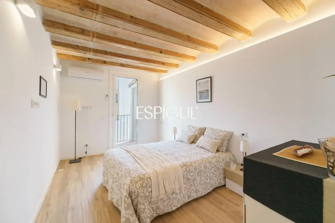 Luminoso piso reformado con suite, balcón tranquilo y terraza comunitaria junto a Rambla del Raval