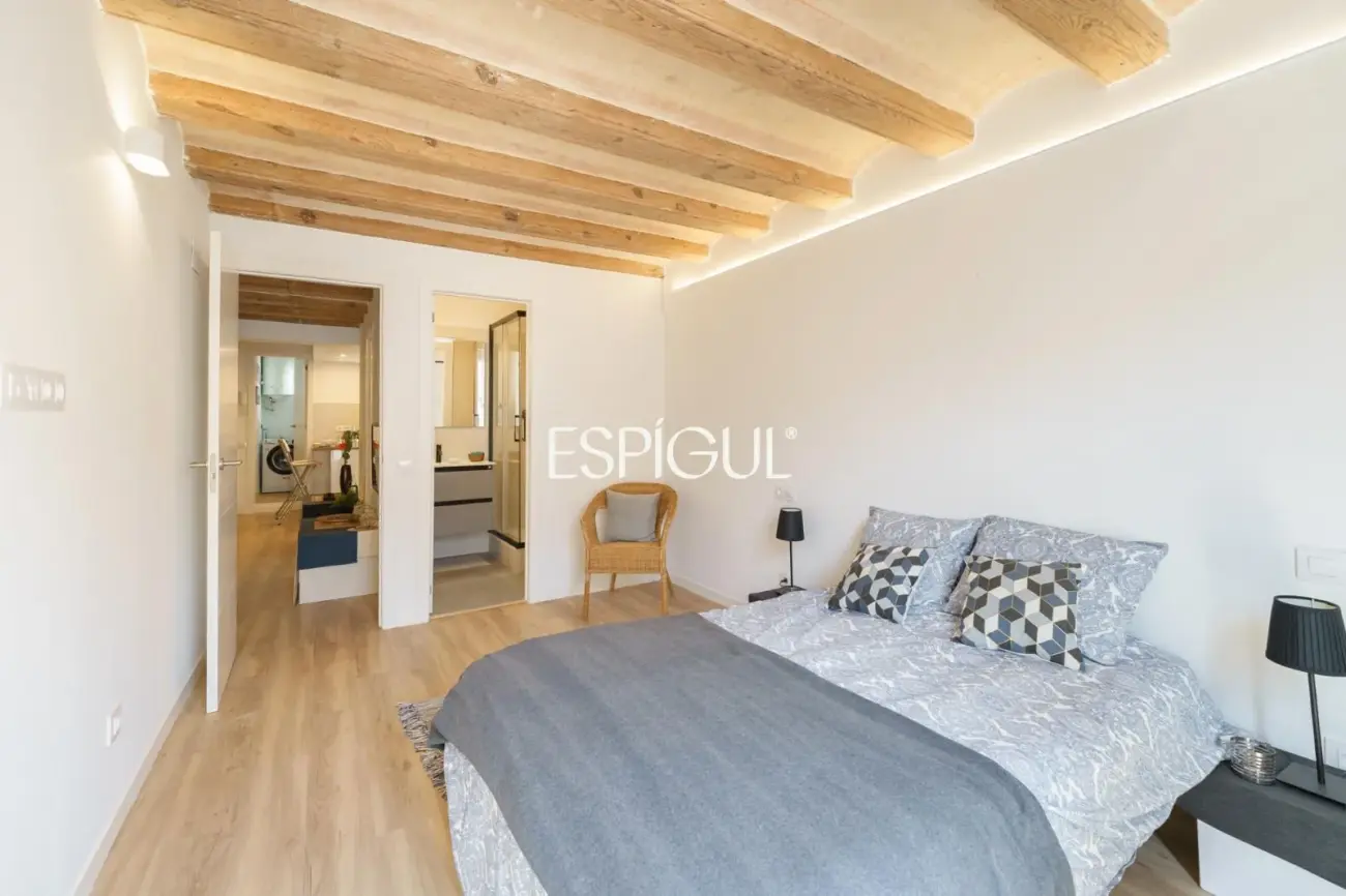 Luminoso piso reformado con suite, balcón tranquilo y terraza comunitaria junto a Rambla del Raval