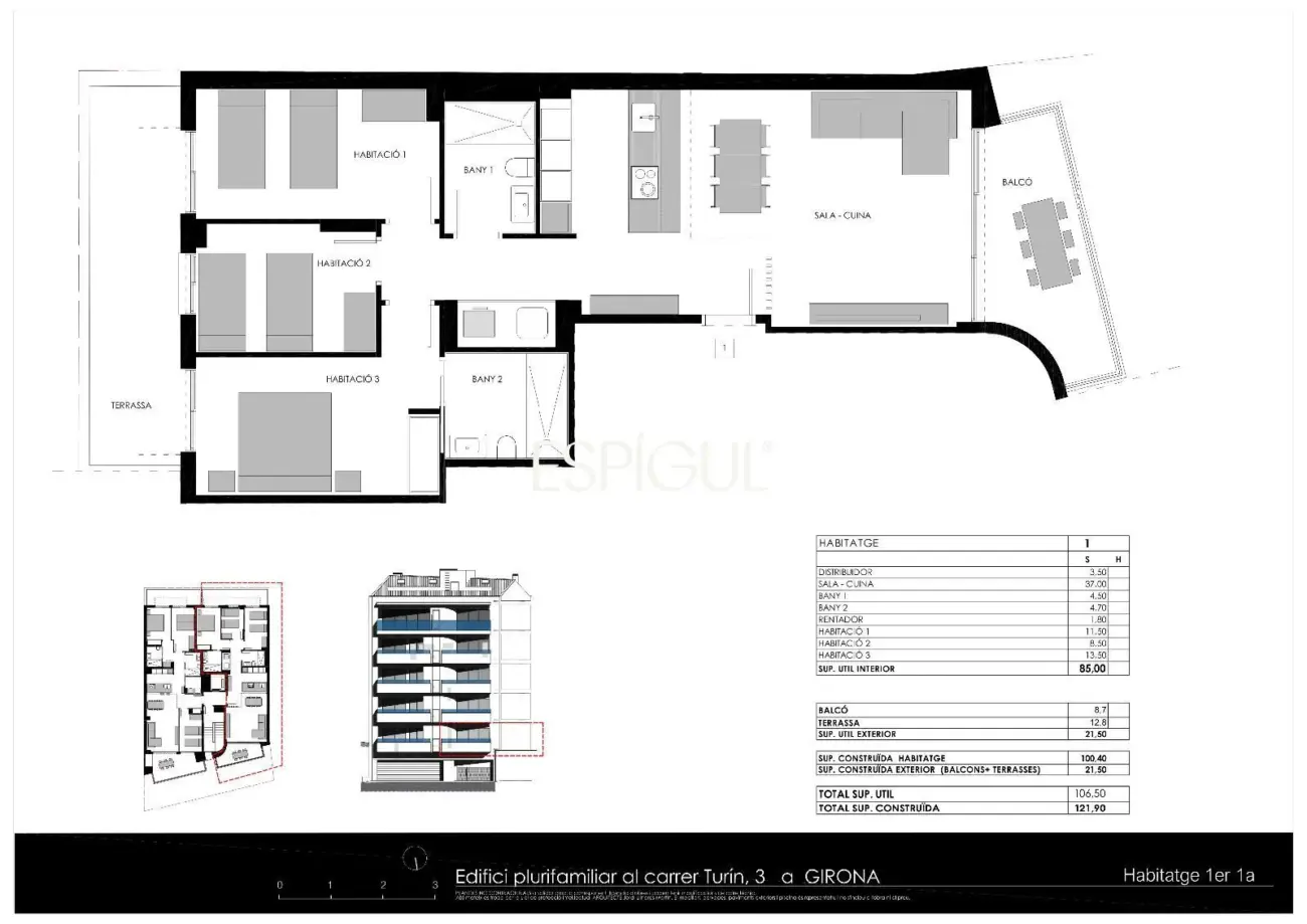 Piso en venta con terraza en Girona – La Devesa