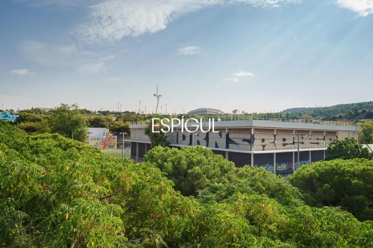 Vistas a Montjuïc, terraza y parking