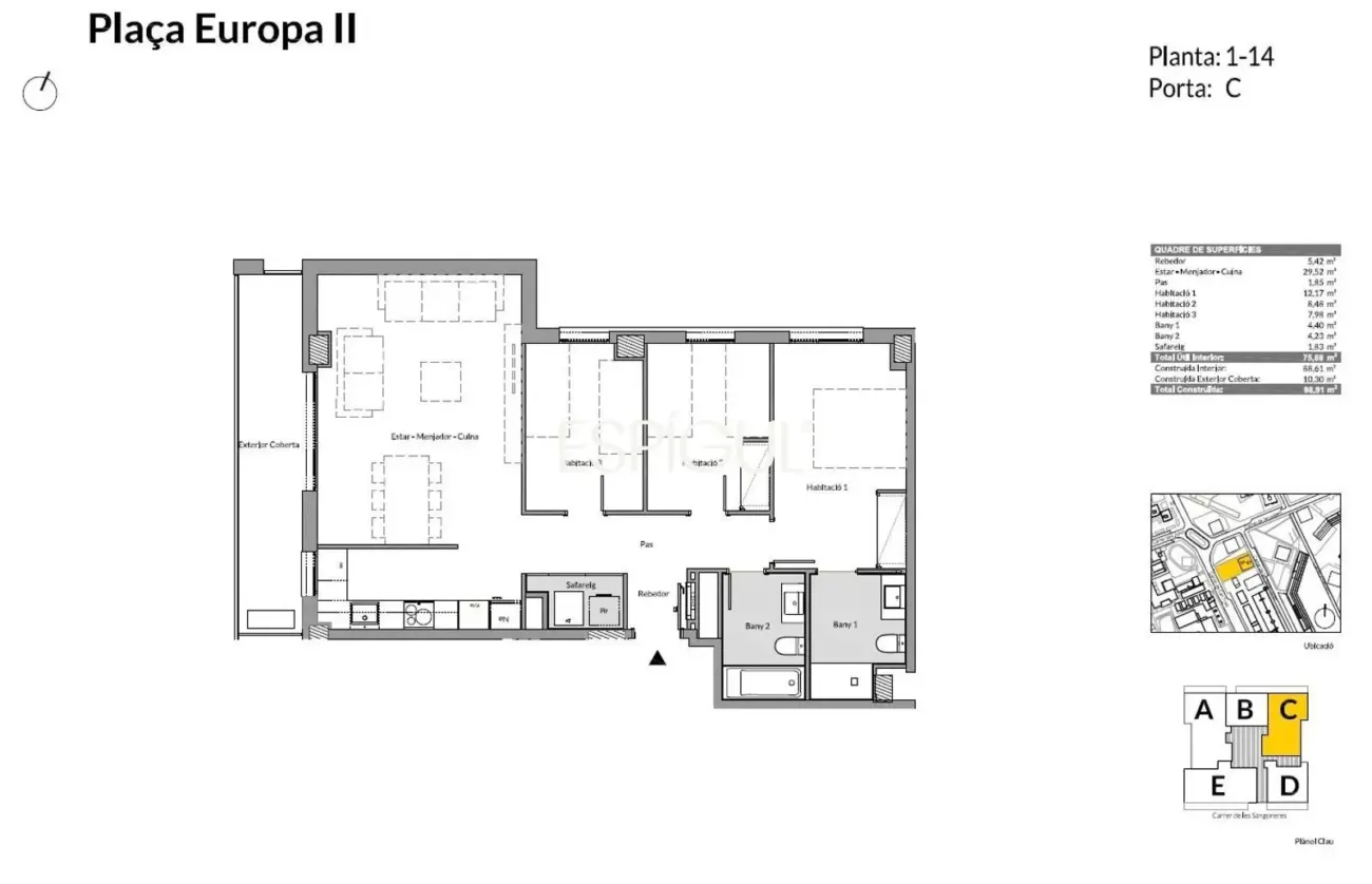 Piso de obra nueva en venta en Plaza Europa, L’Hospitalet de Llobregat