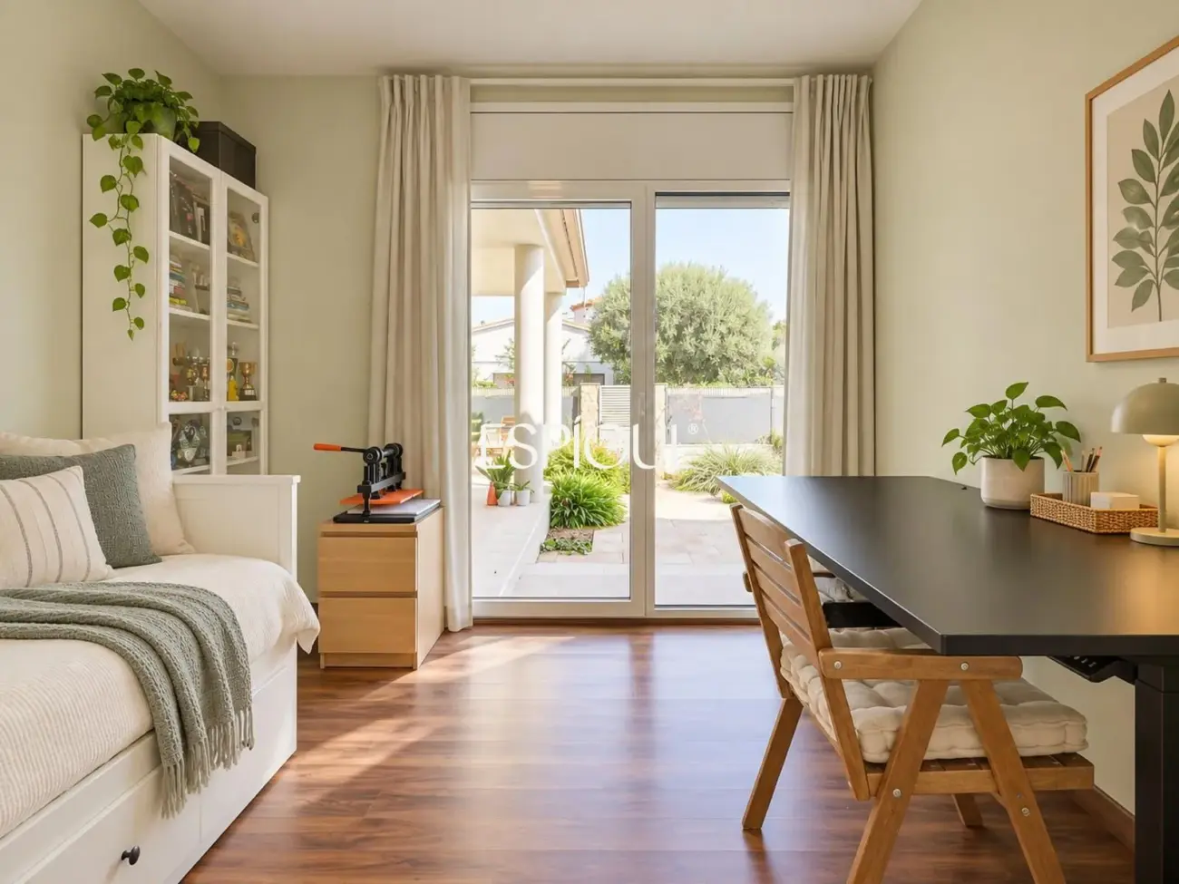 Villa de una sola planta con piscina y jardín privado.