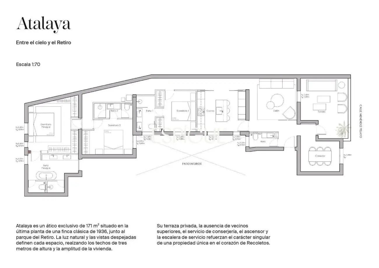 Ático en venta exterior con terraza en Recoletos, Barrio de Salamanca
